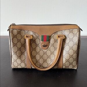 Vintage Gucci Beige and Brown Monogram Tote